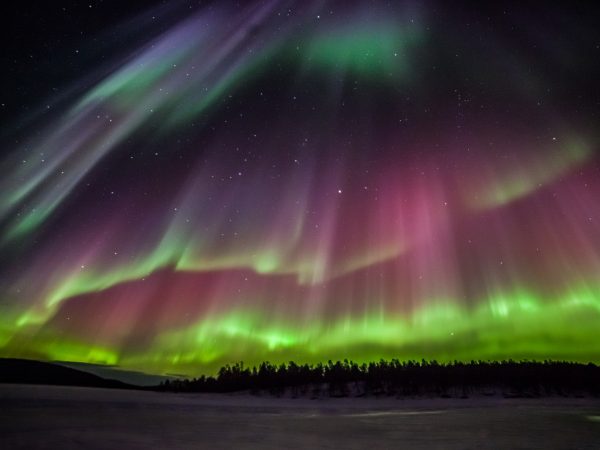 Chasse aux aurores boréales en traîneau chauffé