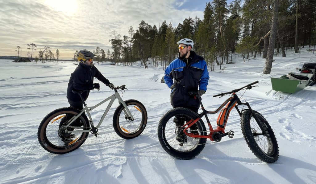 Fatbiking in the snow.